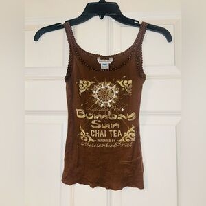 Abercrombie & Fitch Graphic RARE Vintage Bombay Sun Brown Tank Top Small Lace